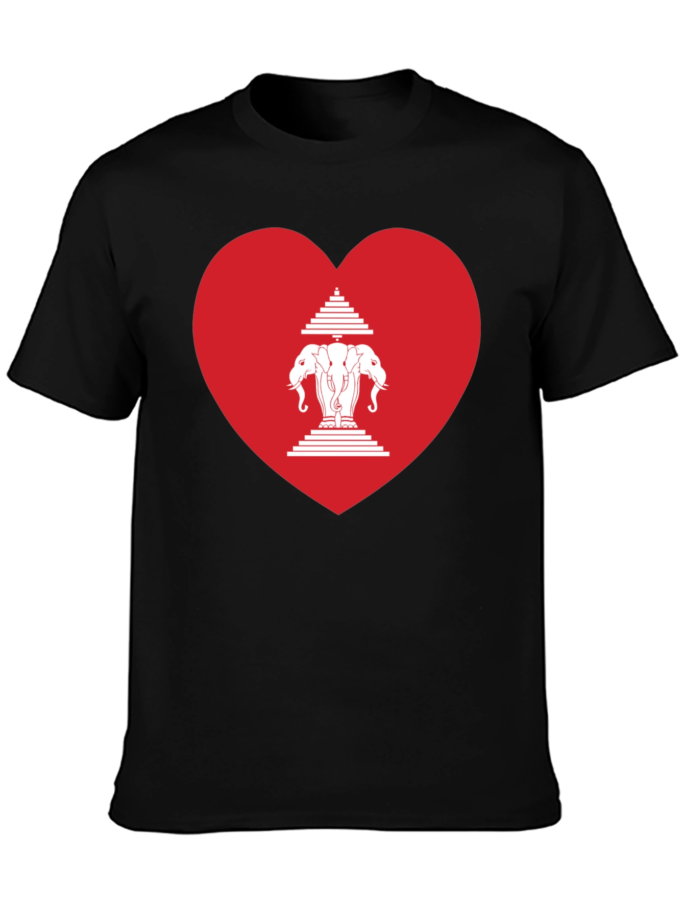 Laos Heart Flag Graphic T-Shirt - Black
