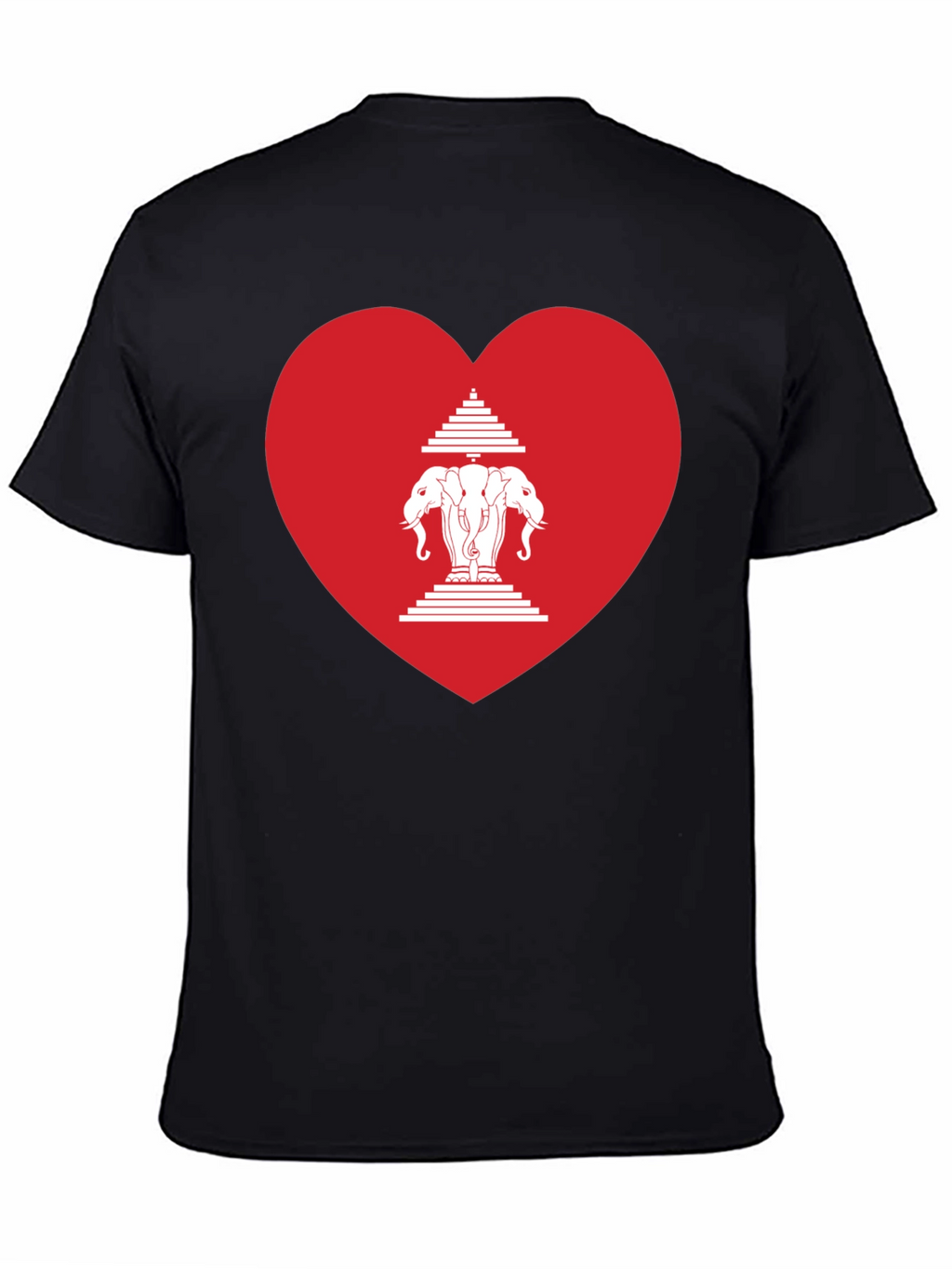Laos Heart Flag Graphic T-Shirt - Black