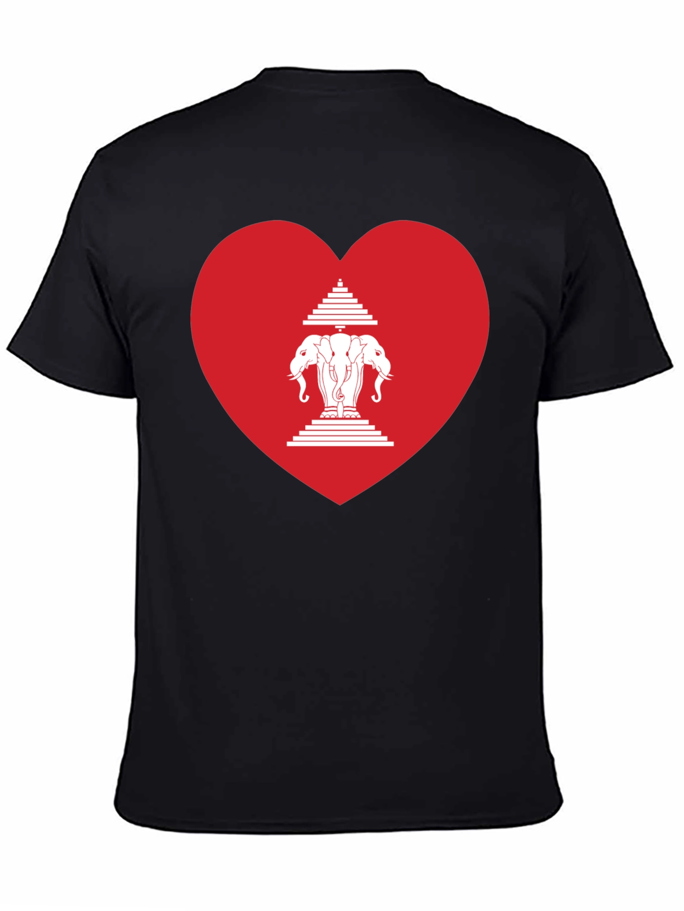 Laos Heart Flag Graphic T-Shirt - Black