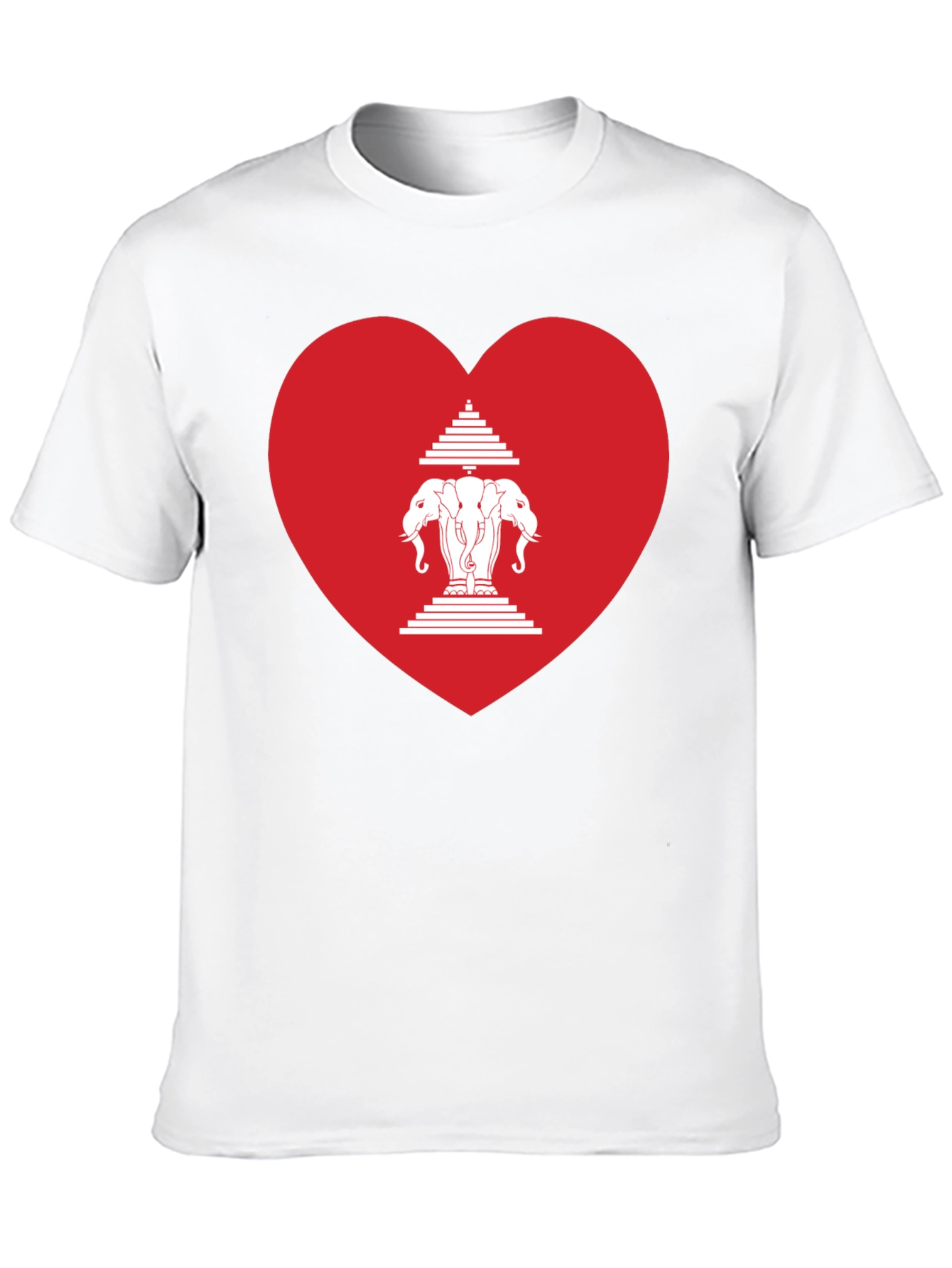 Laos Heart Flag Graphic T-Shirt - Black