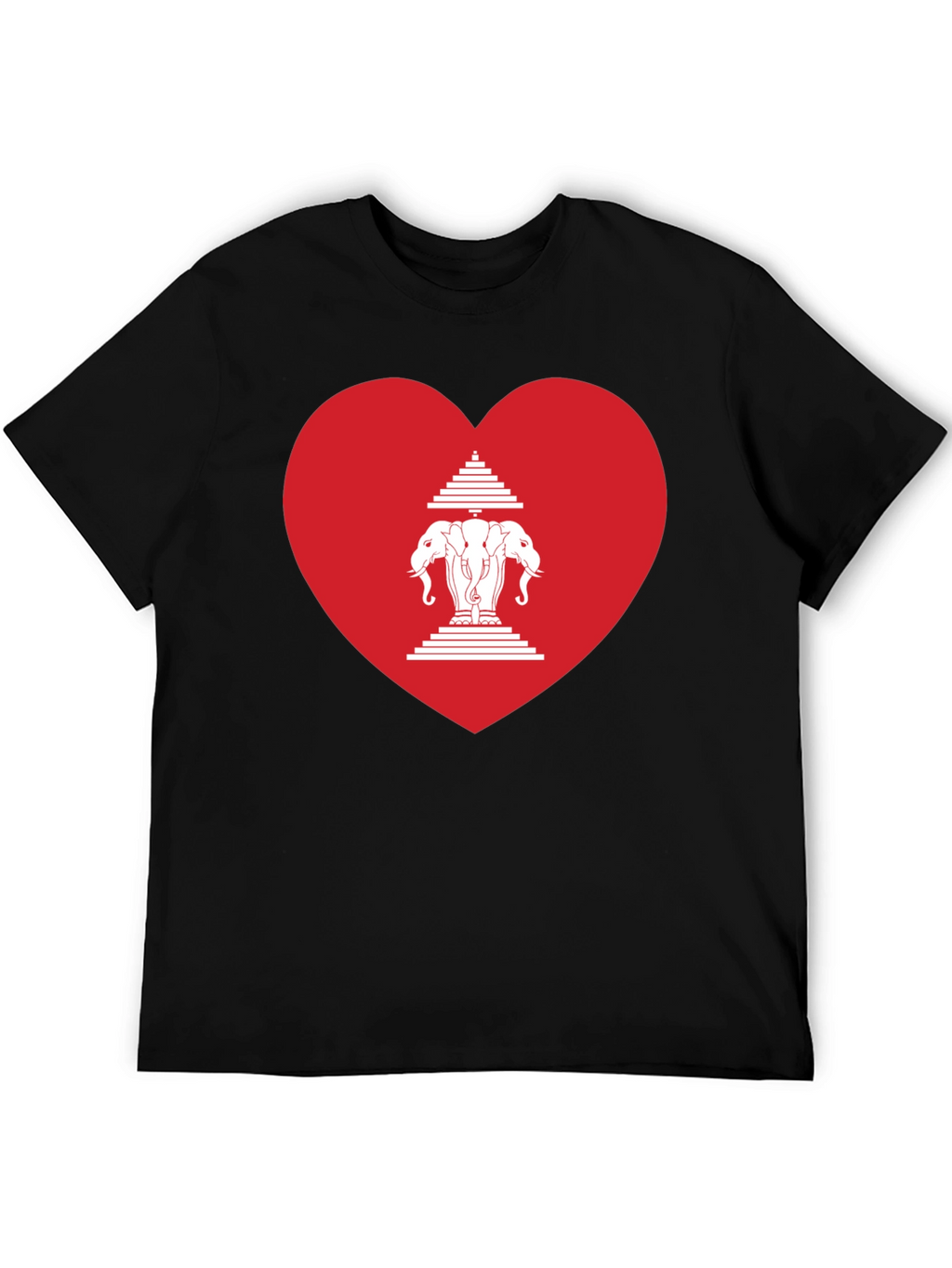 Laos Heart Flag Graphic T-Shirt - Black