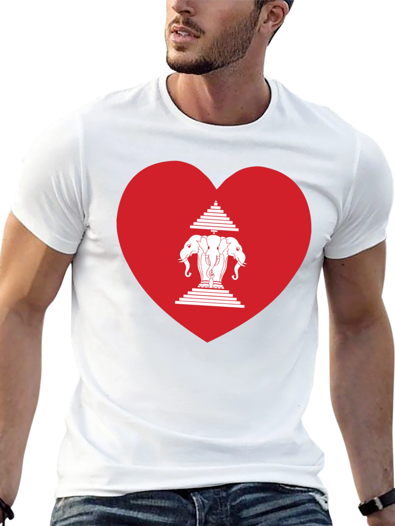 Laos Heart Flag Graphic T-Shirt - Black