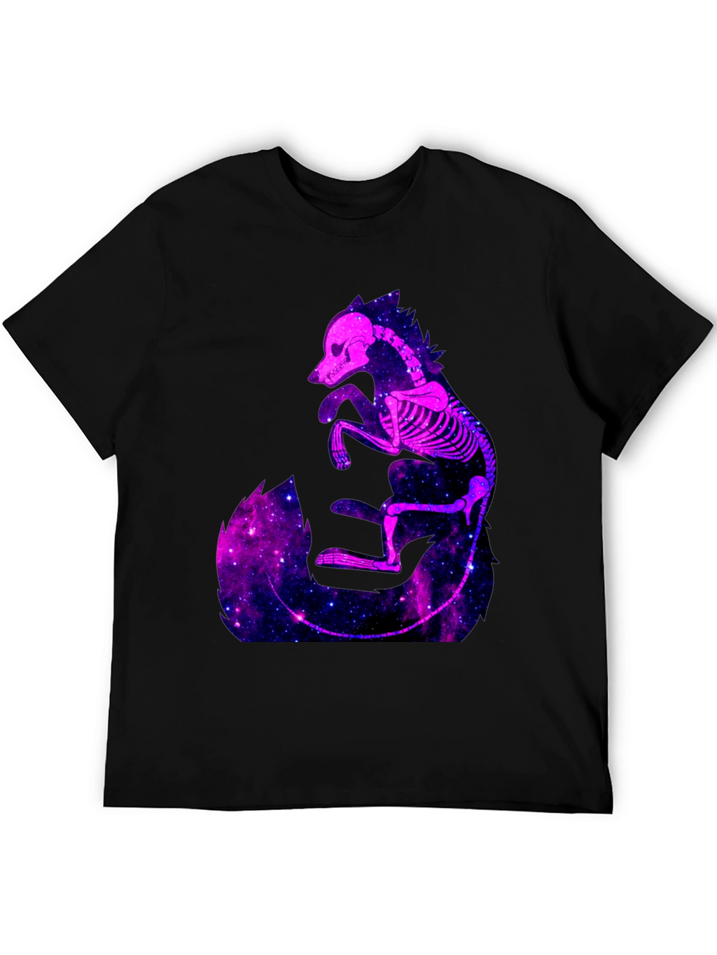Galaxy Fox Skeleton Graphic Tee - Black