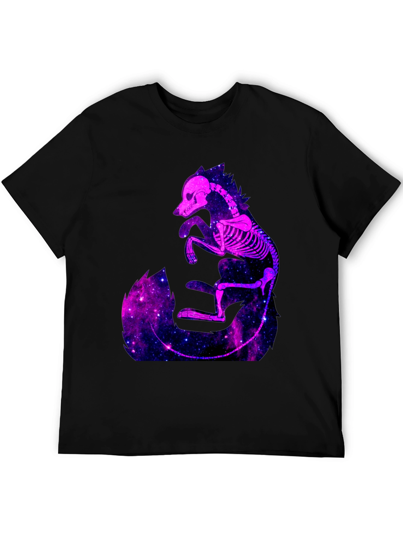 Galaxy Fox Skeleton Graphic Tee - Black