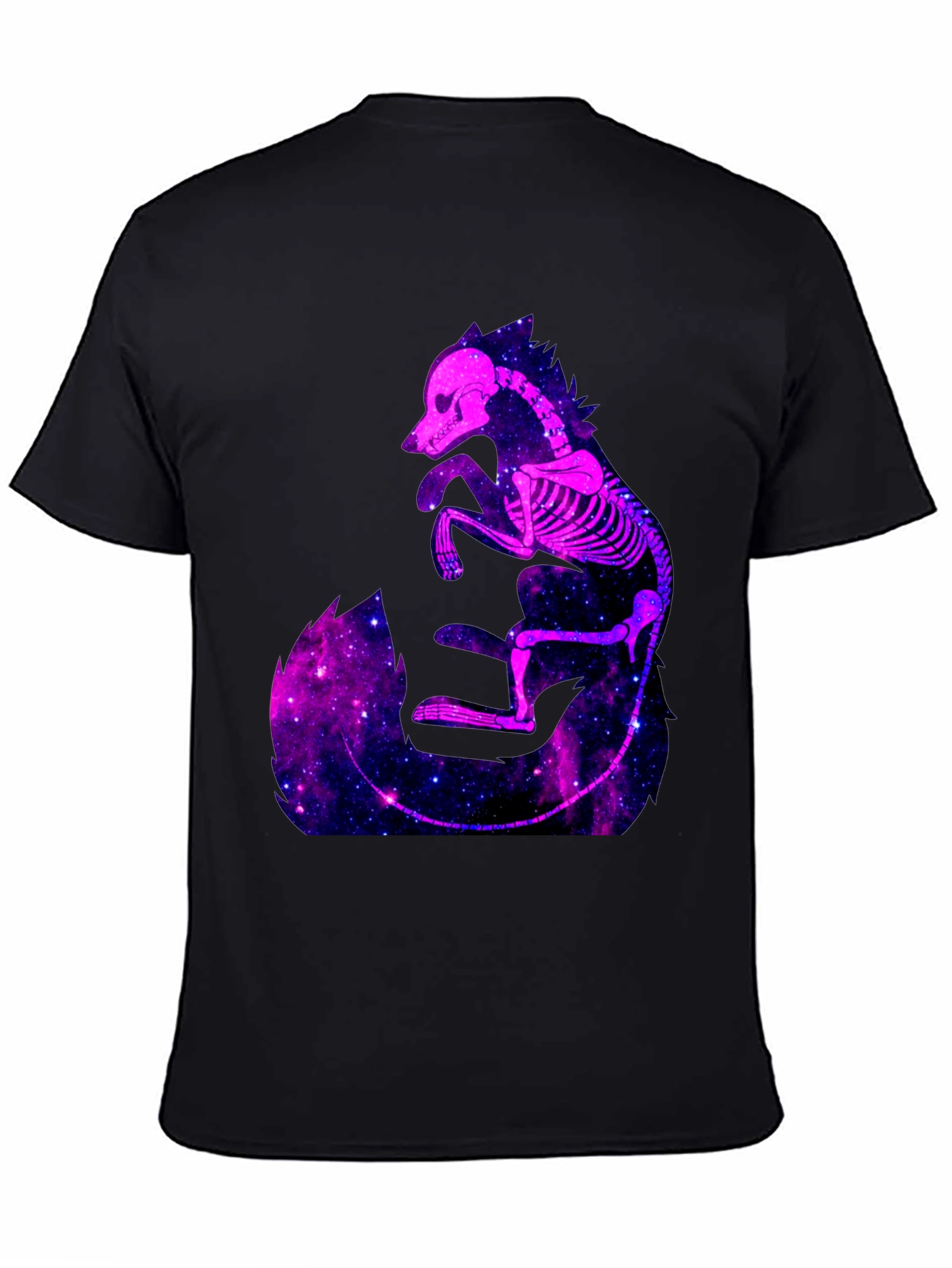 Galaxy Fox Skeleton Graphic Tee - Black