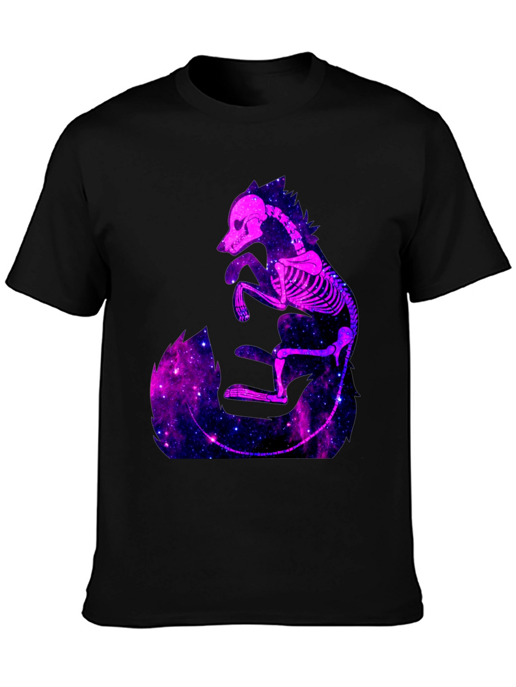 Galaxy Fox Skeleton Graphic Tee - Black