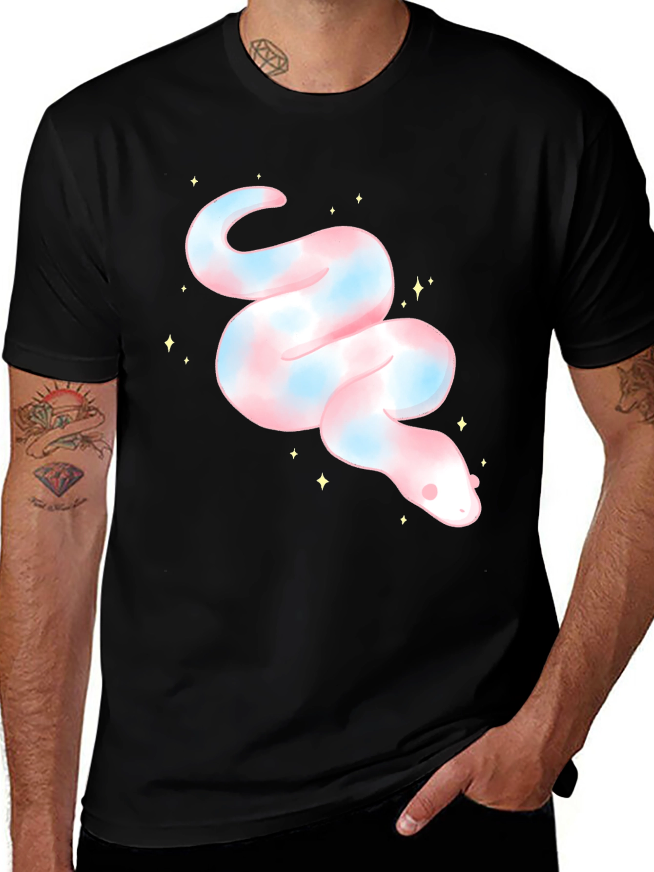 Cute Snake Graphic Tee - Black Unisex T-Shirt