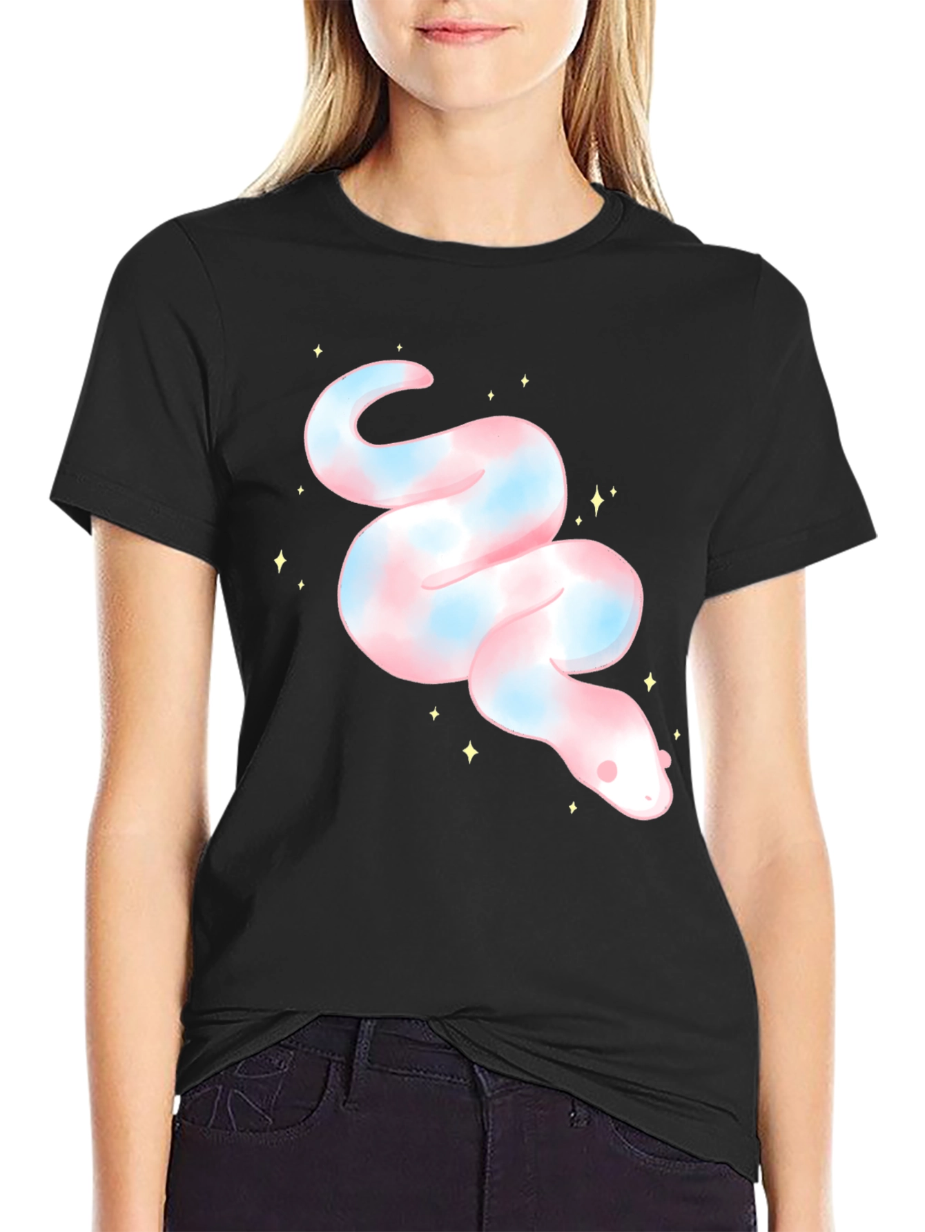 Cute Snake Graphic Tee - Black Unisex T-Shirt