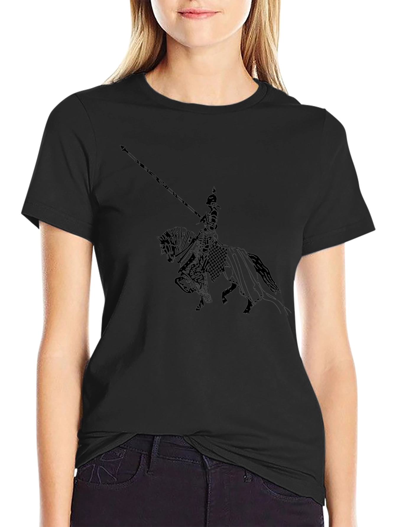 Knight on Horse T-Shirt - Black