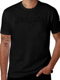 Gangsta Text Graphic Black T-Shirt