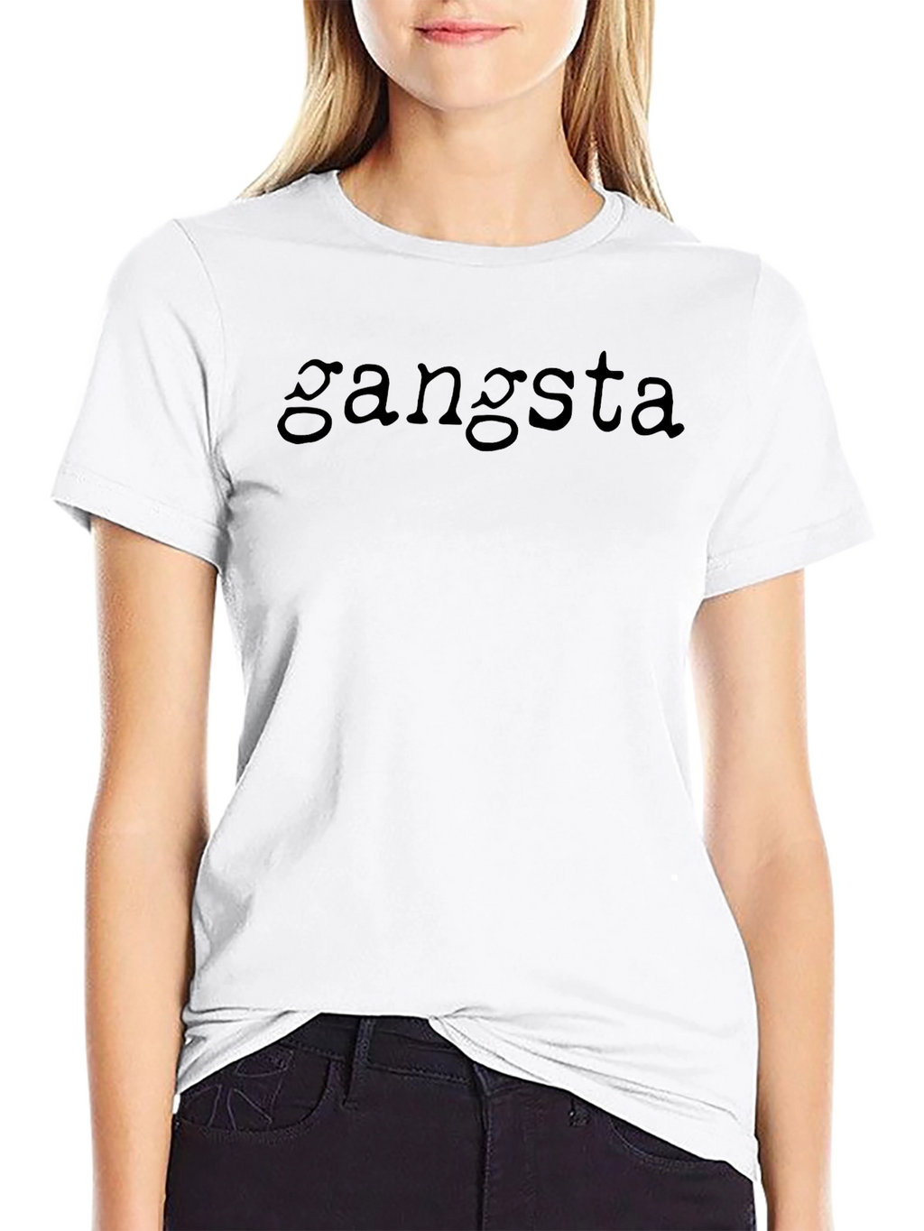 Gangsta Text Graphic Black T-Shirt