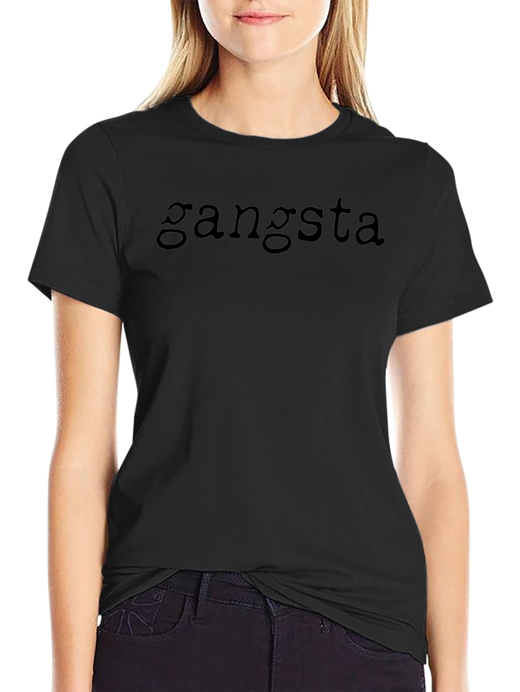 Gangsta Text Graphic Black T-Shirt