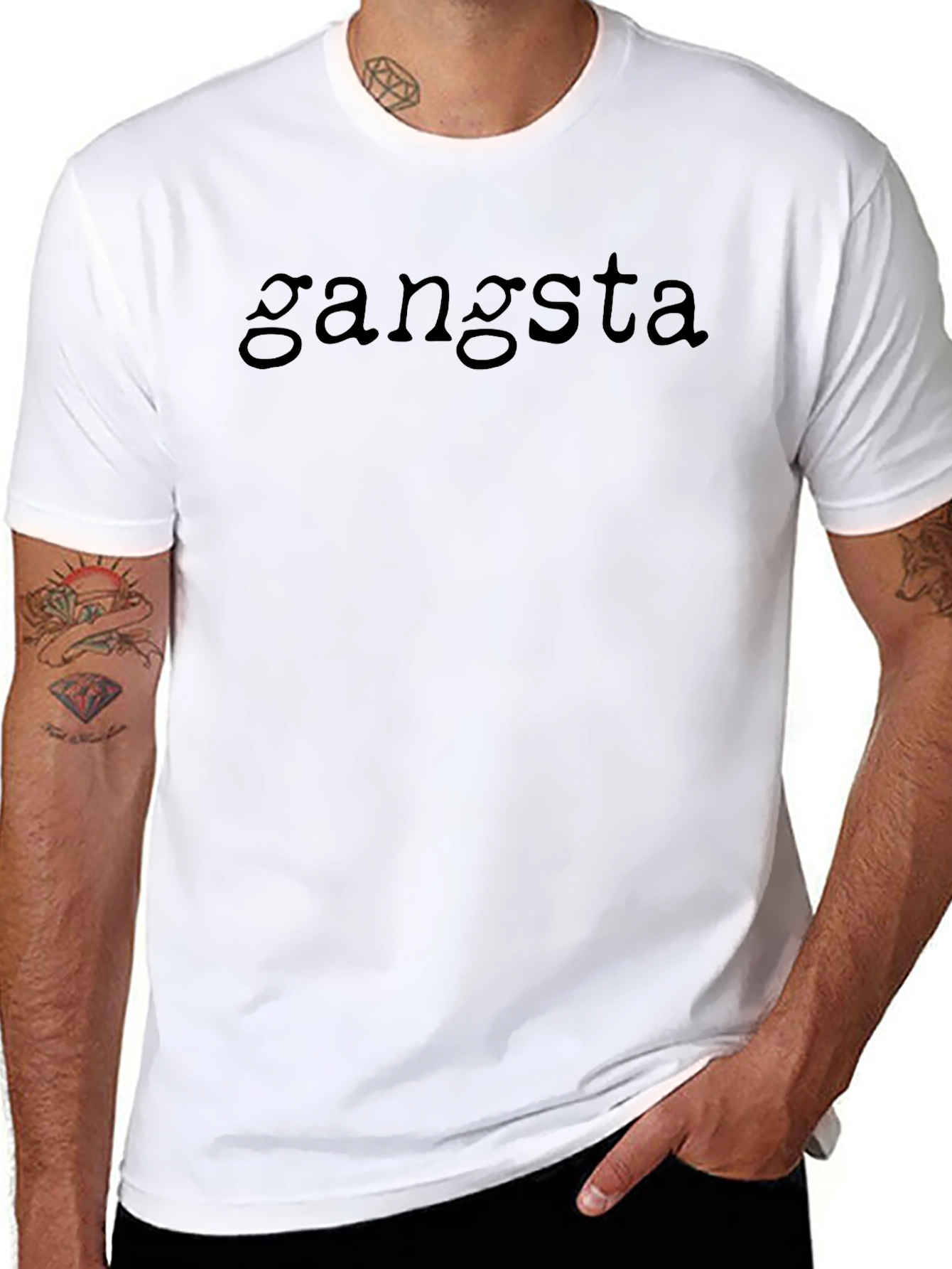 Gangsta Text Graphic Black T-Shirt