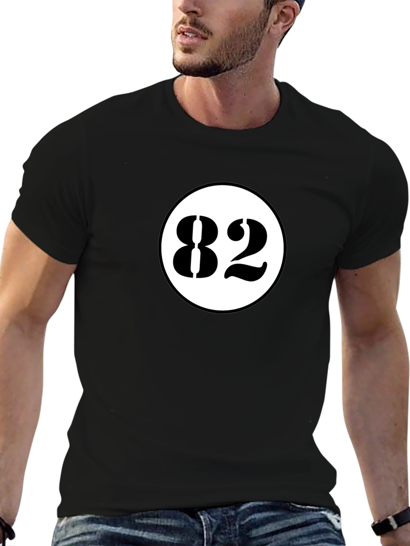 Black T-Shirt with White 82 Circle