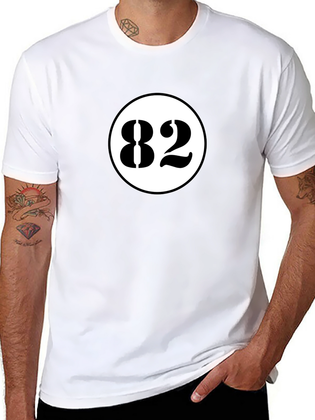 Black T-Shirt with White 82 Circle
