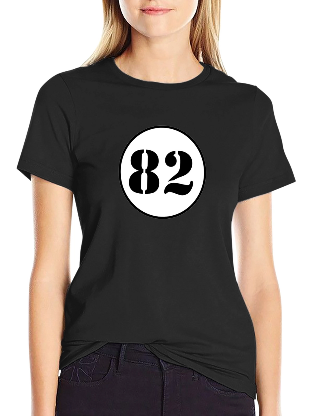 Black T-Shirt with White 82 Circle