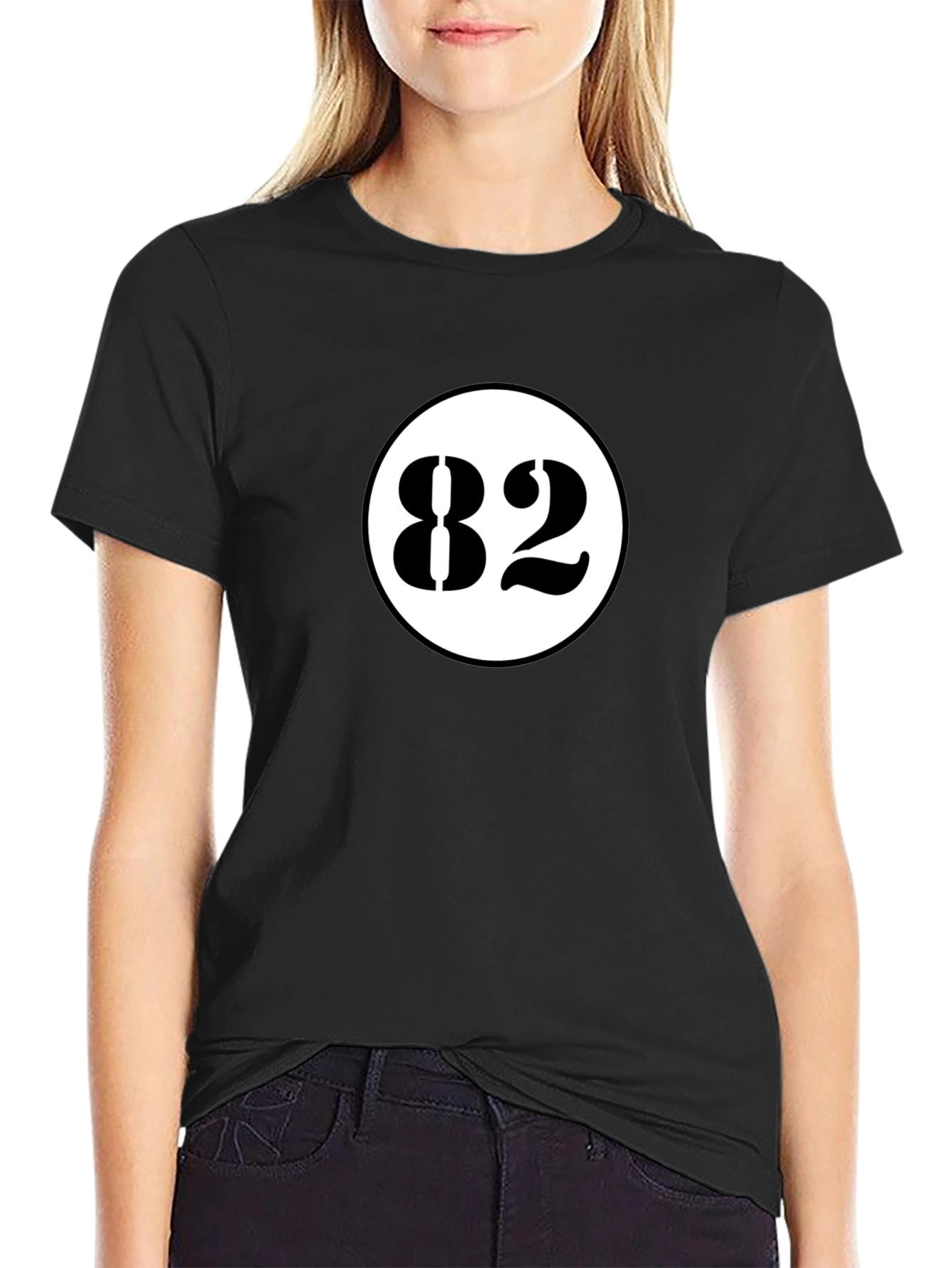 Black T-Shirt with White 82 Circle