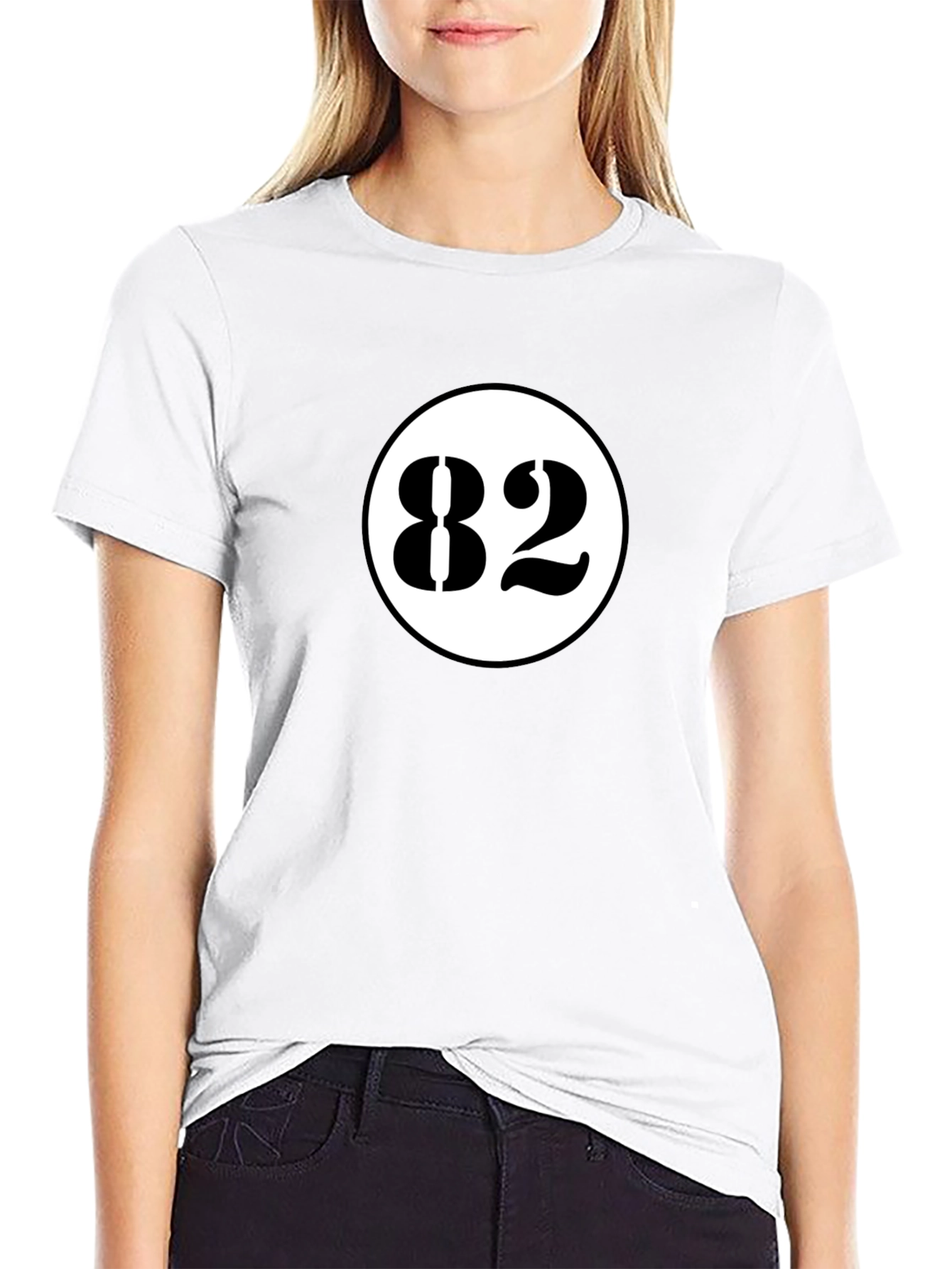 Black T-Shirt with White 82 Circle
