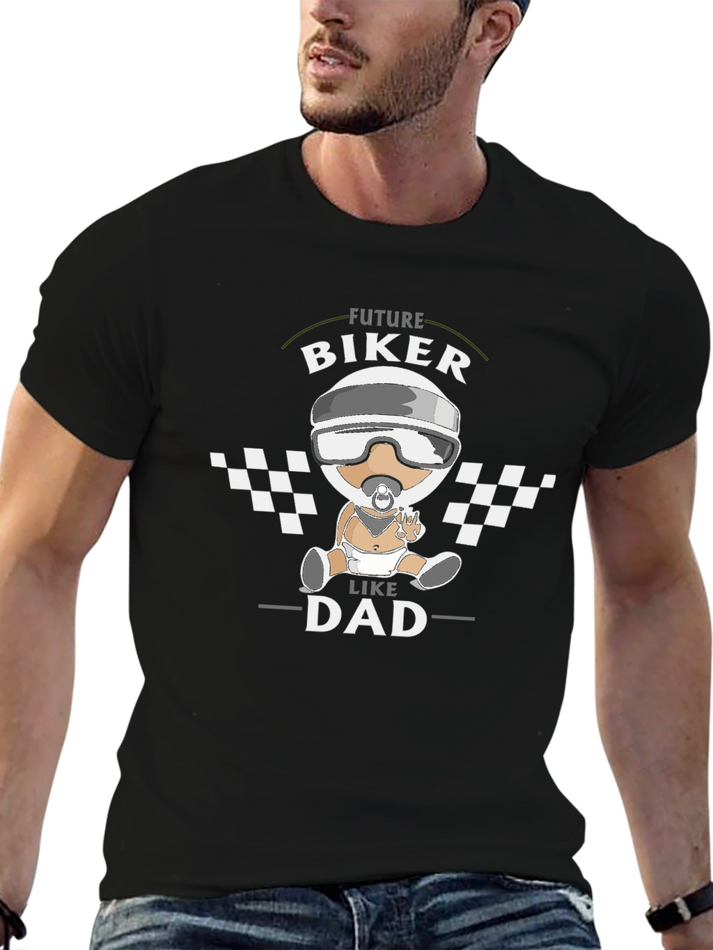 Future Biker Like Dad Black T-Shirt