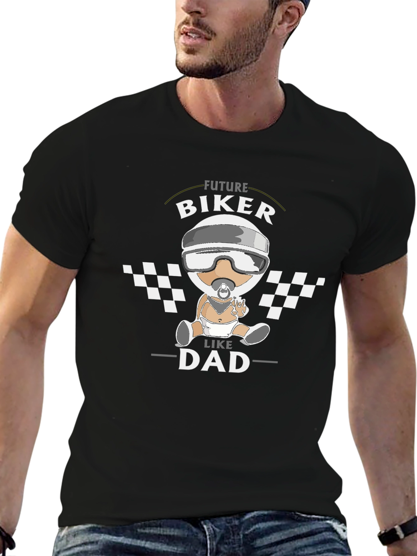 Future Biker Like Dad Black T-Shirt