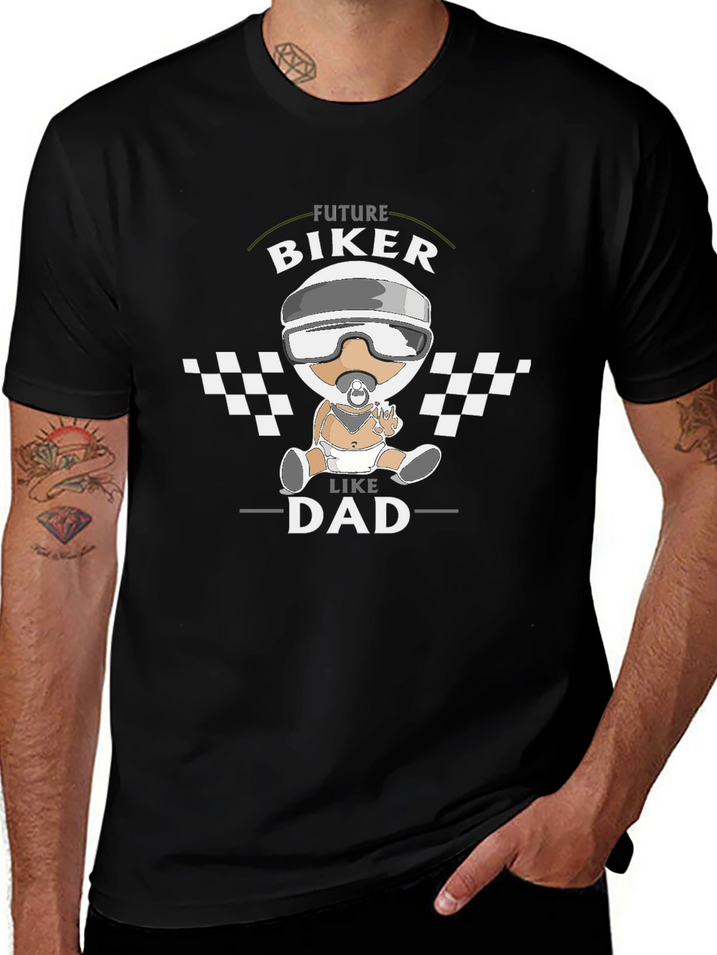 Future Biker Like Dad Black T-Shirt