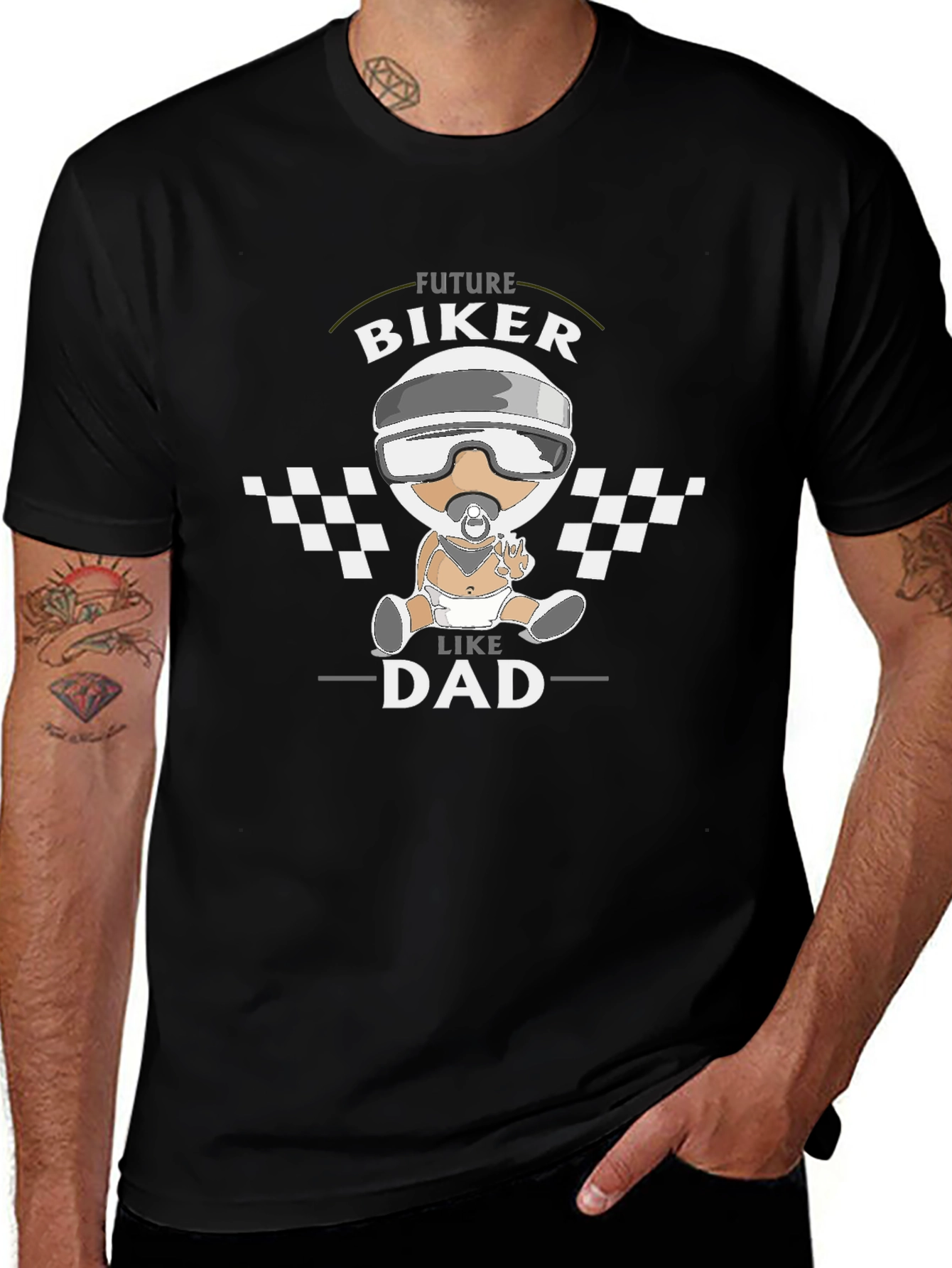 Future Biker Like Dad Black T-Shirt