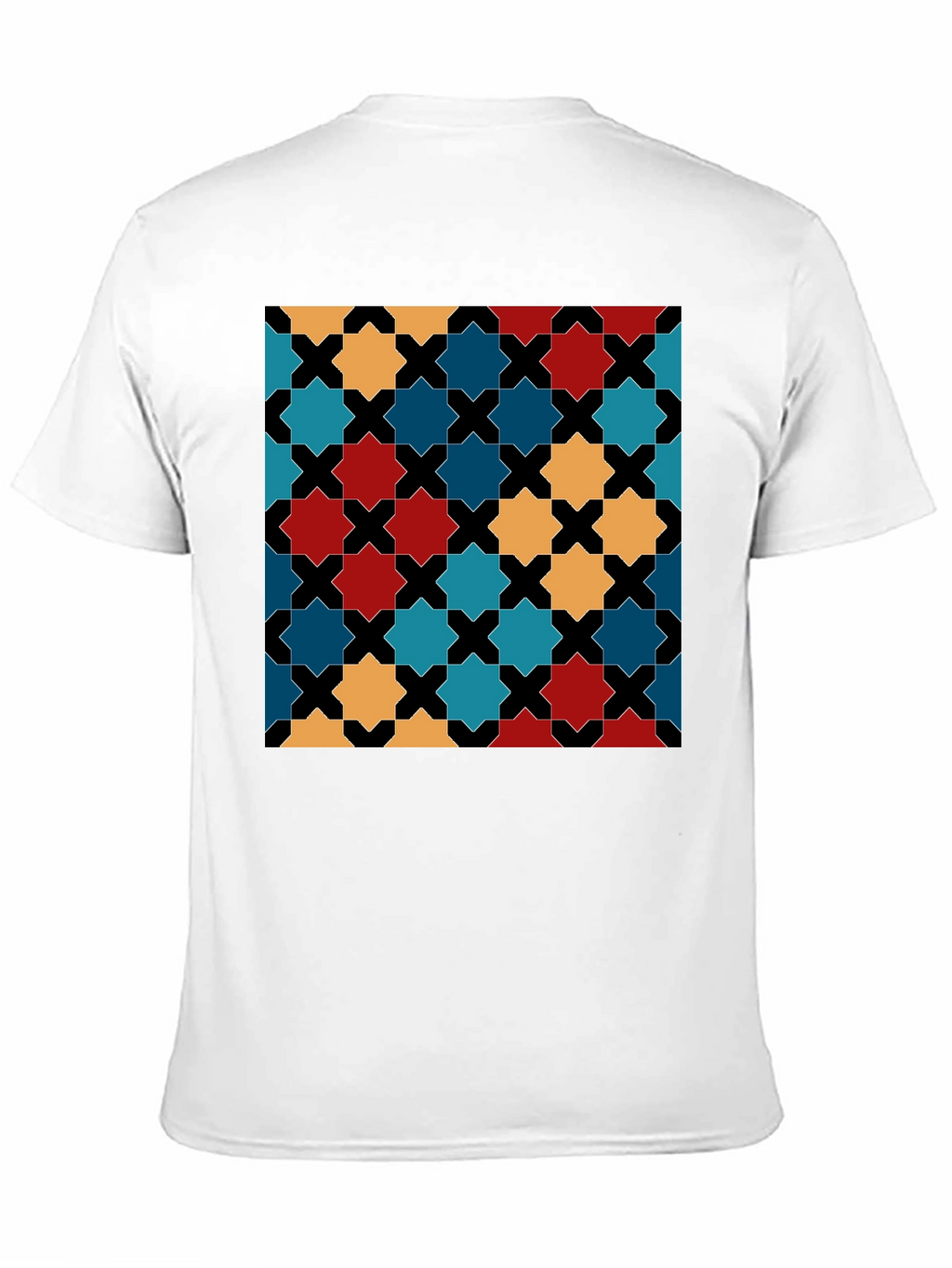 Geometric Star Pattern Black T-Shirt