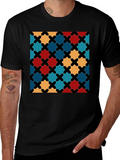 Geometric Star Pattern Black T-Shirt