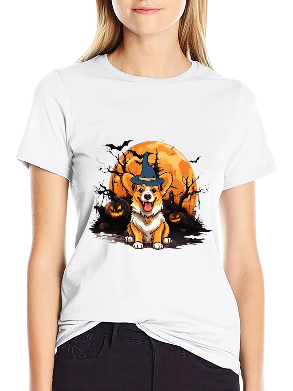Halloween Corgi Witch T-Shirt