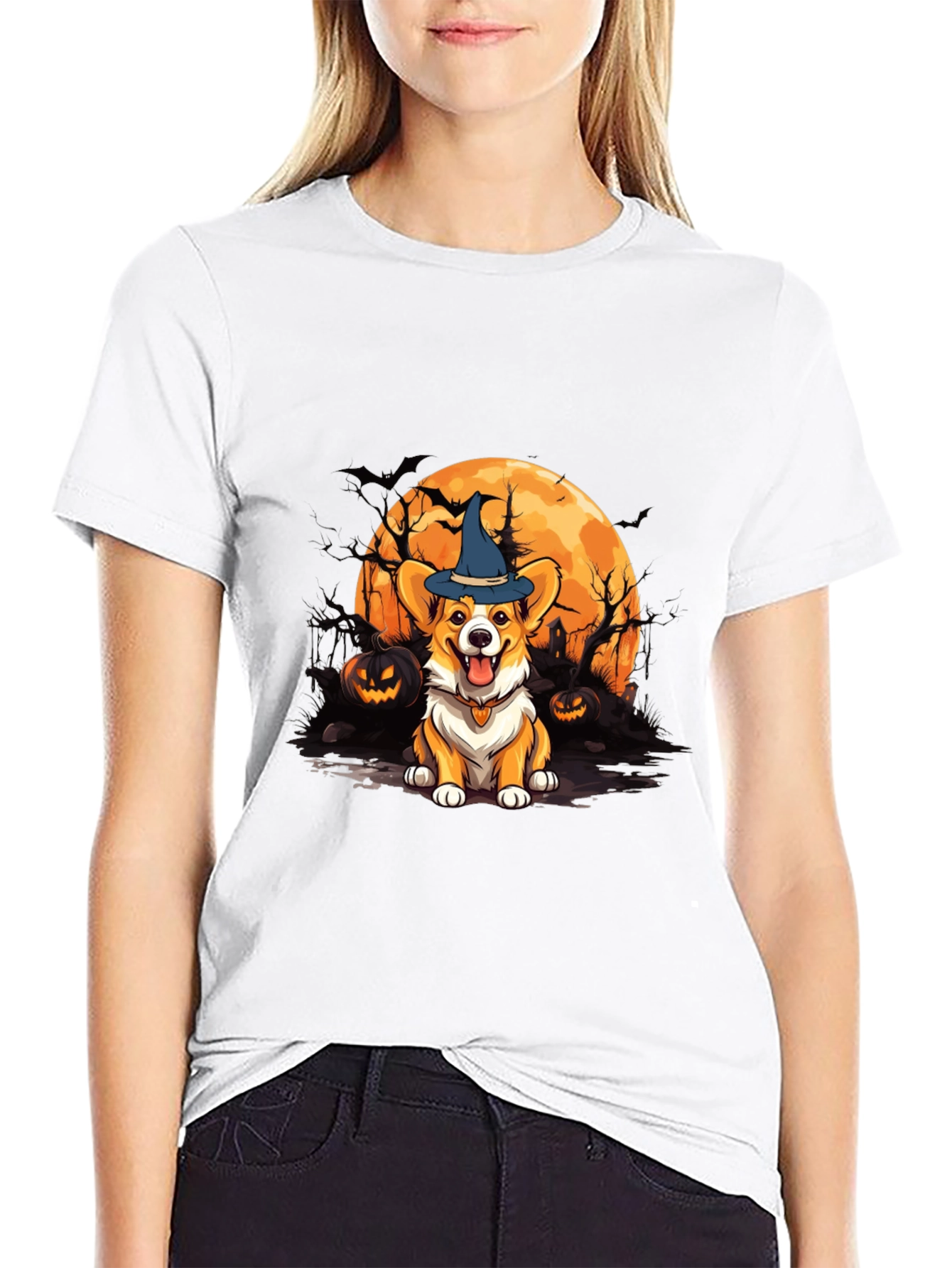Halloween Corgi Witch T-Shirt