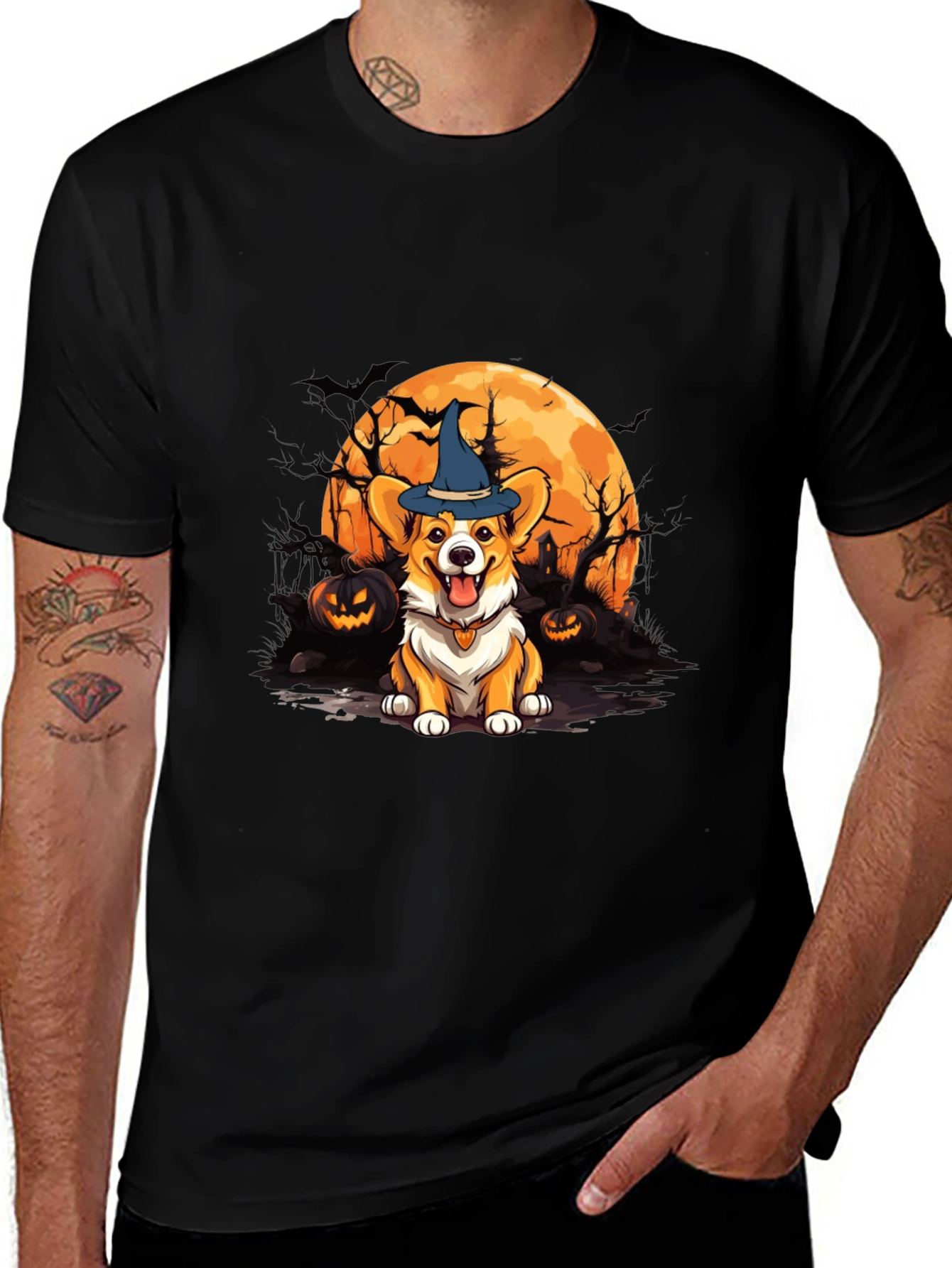 Halloween Corgi Witch T-Shirt