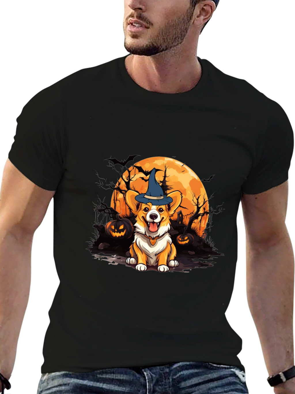 Halloween Corgi Witch T-Shirt