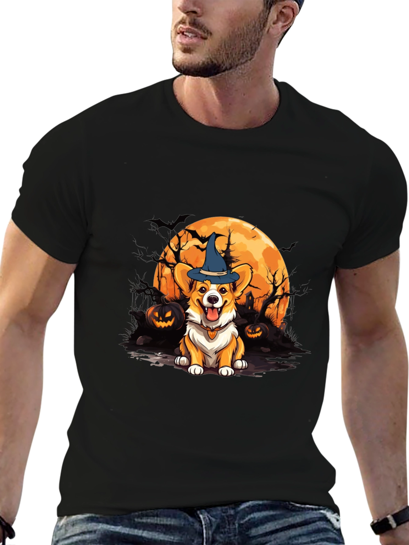 Halloween Corgi Witch T-Shirt