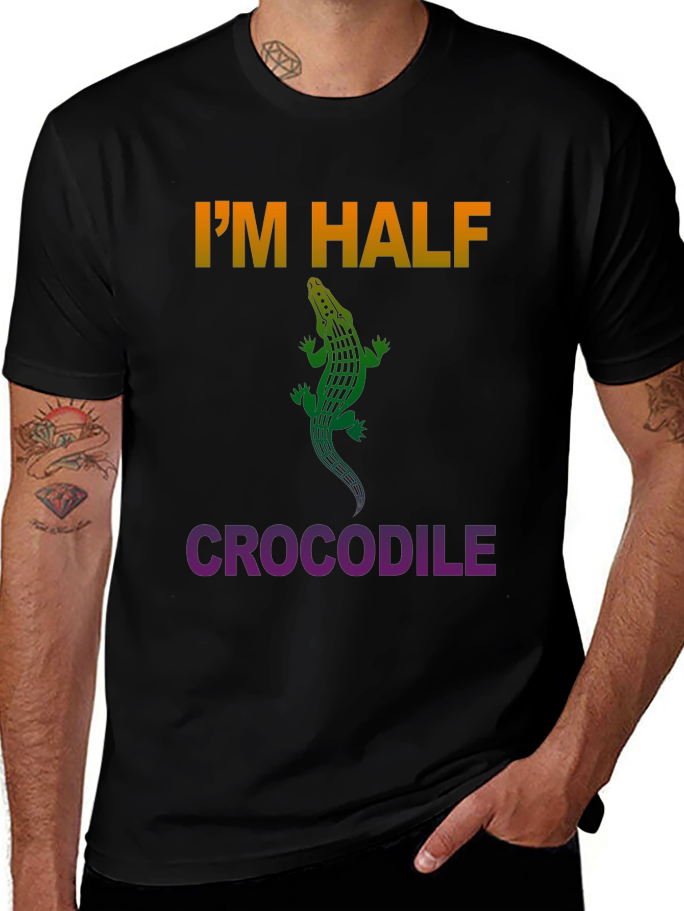 Im Half Crocodile Graphic Tee - Unique Design