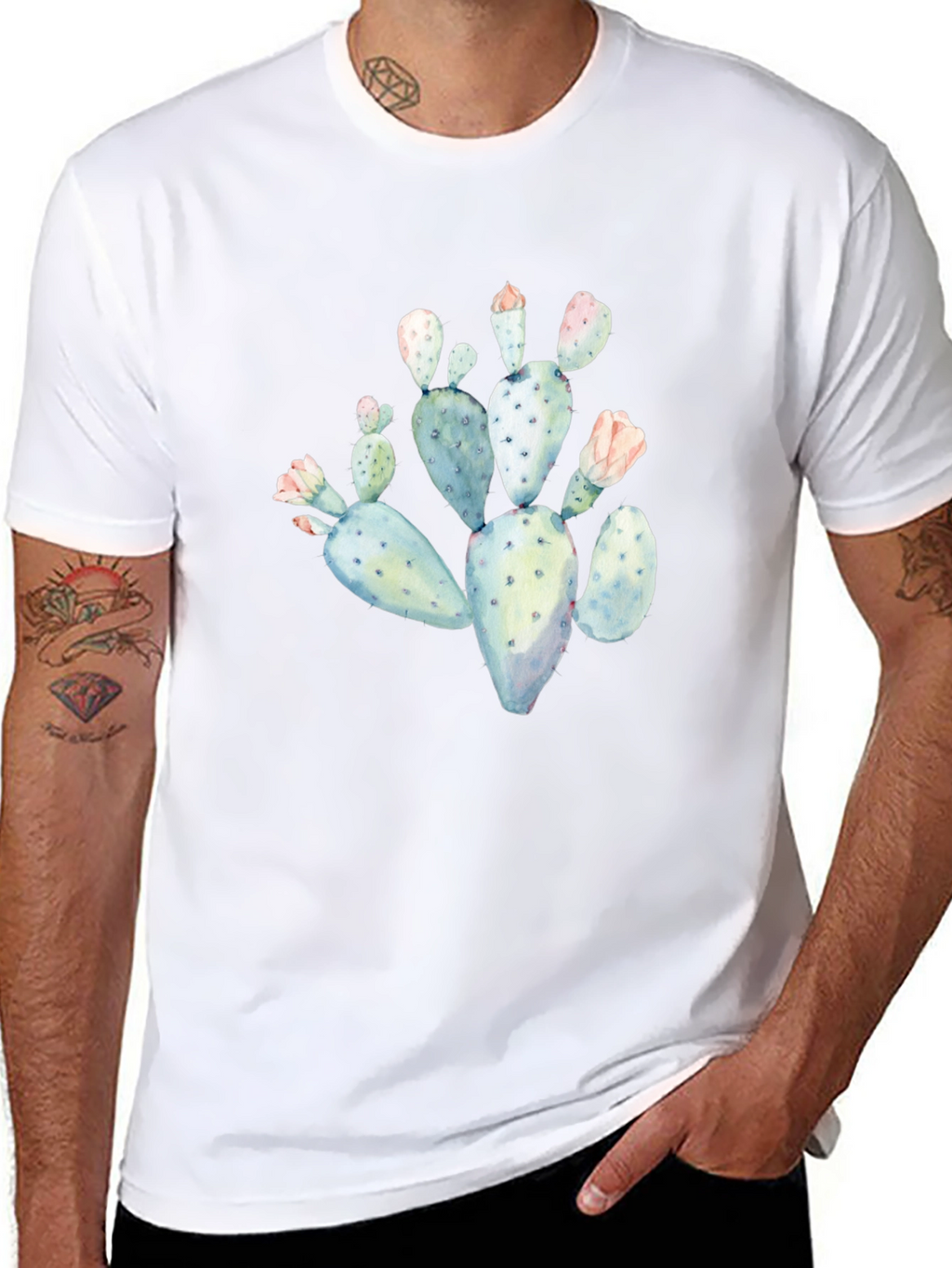 Cactus Graphic Tee - Black Cotton T-Shirt