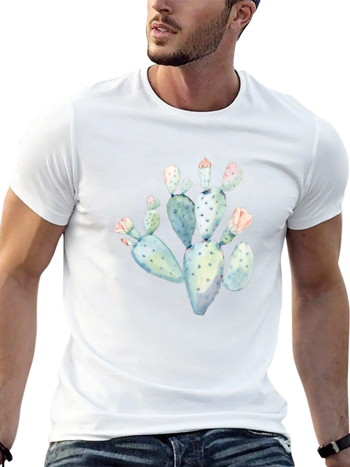 Cactus Graphic Tee - Black Cotton T-Shirt