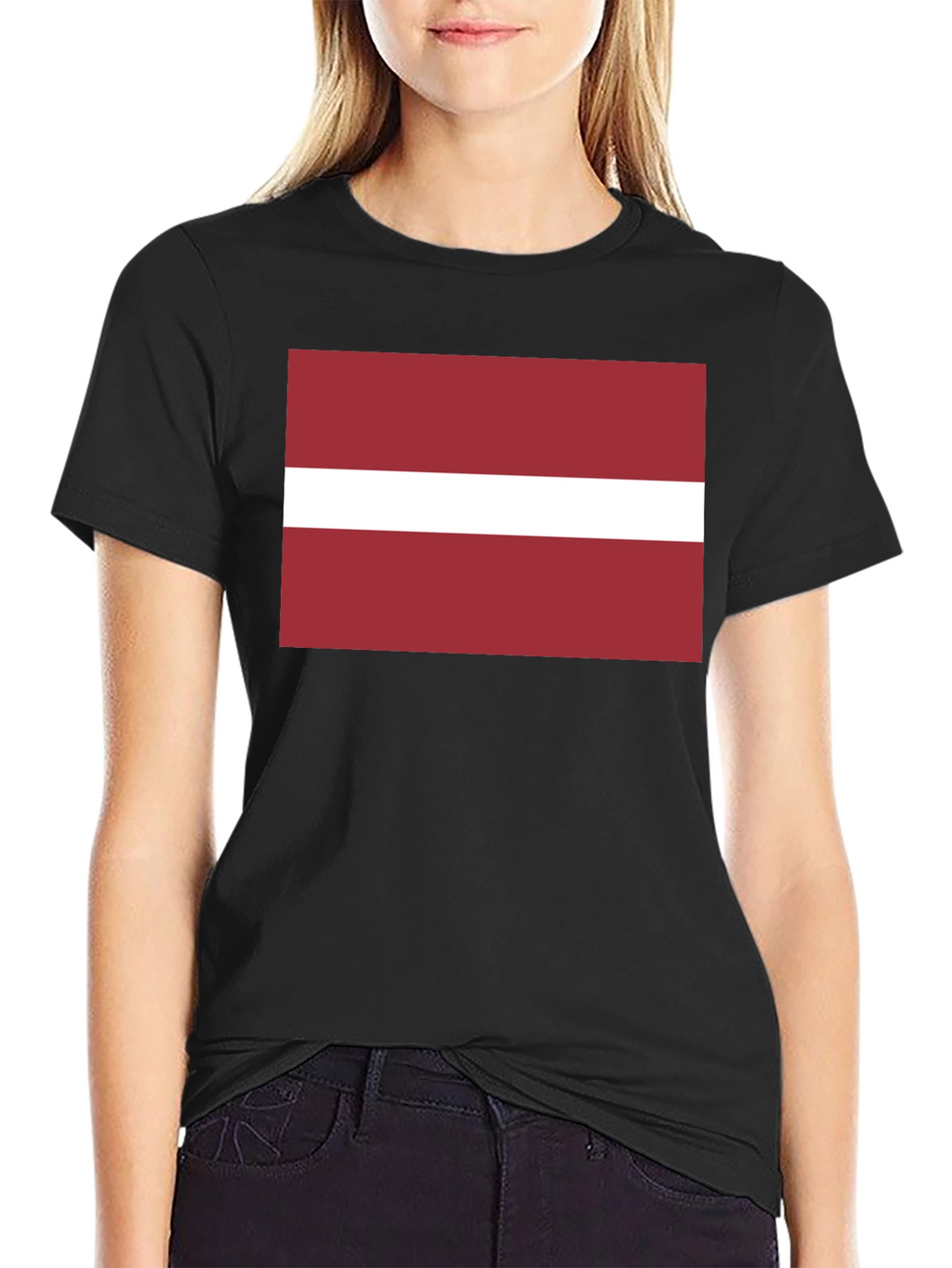 Latvia Flag Graphic T-Shirt - Black