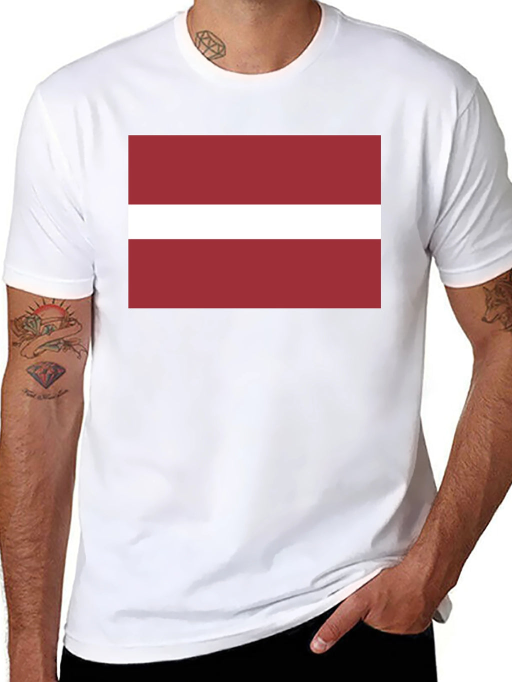 Latvia Flag Graphic T-Shirt - Black