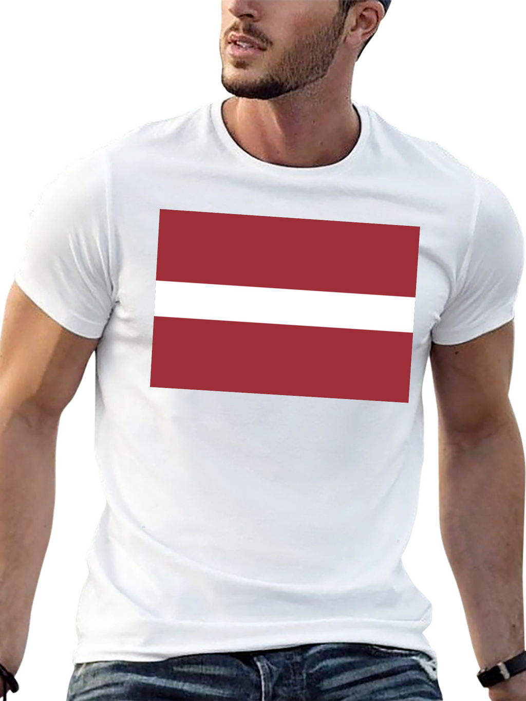 Latvia Flag Graphic T-Shirt - Black