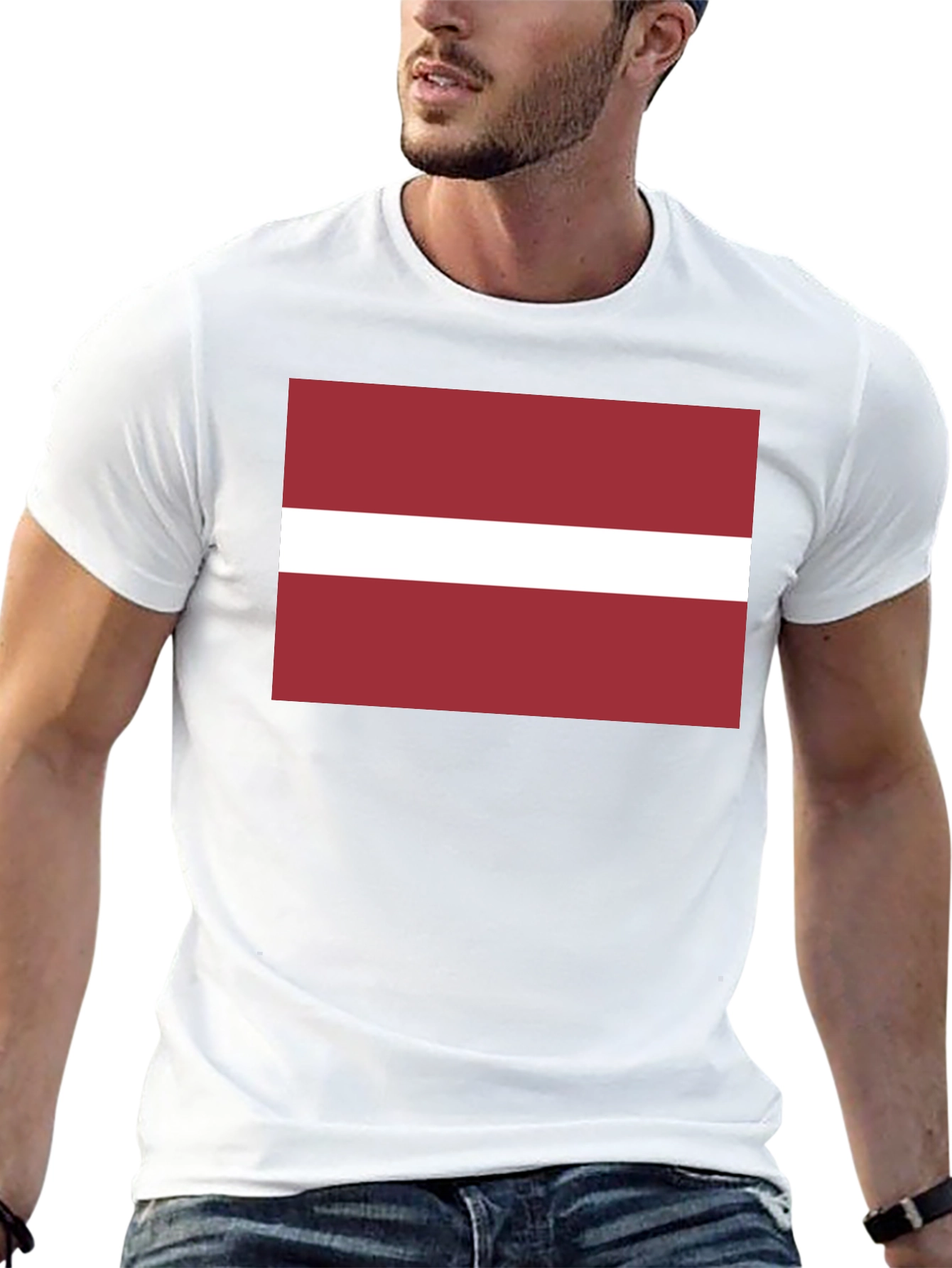 Latvia Flag Graphic T-Shirt - Black