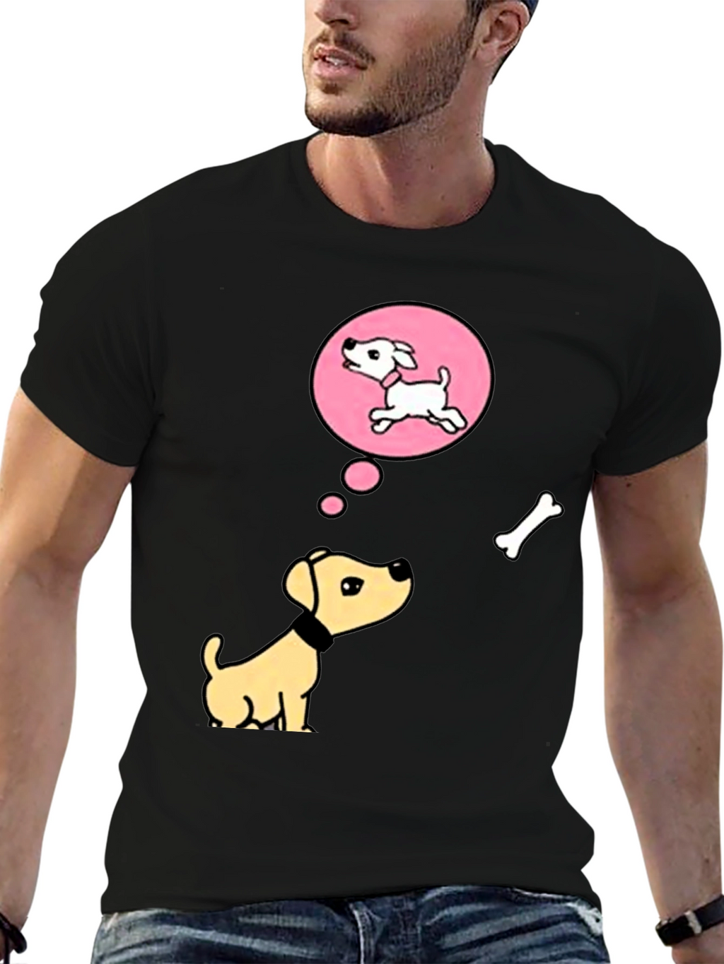 Dreaming Dog Black T-Shirt