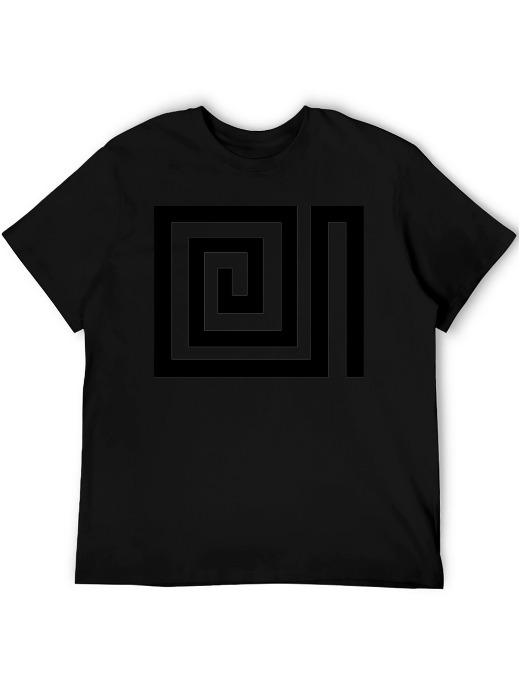 Geometric Maze Design Black T-Shirt