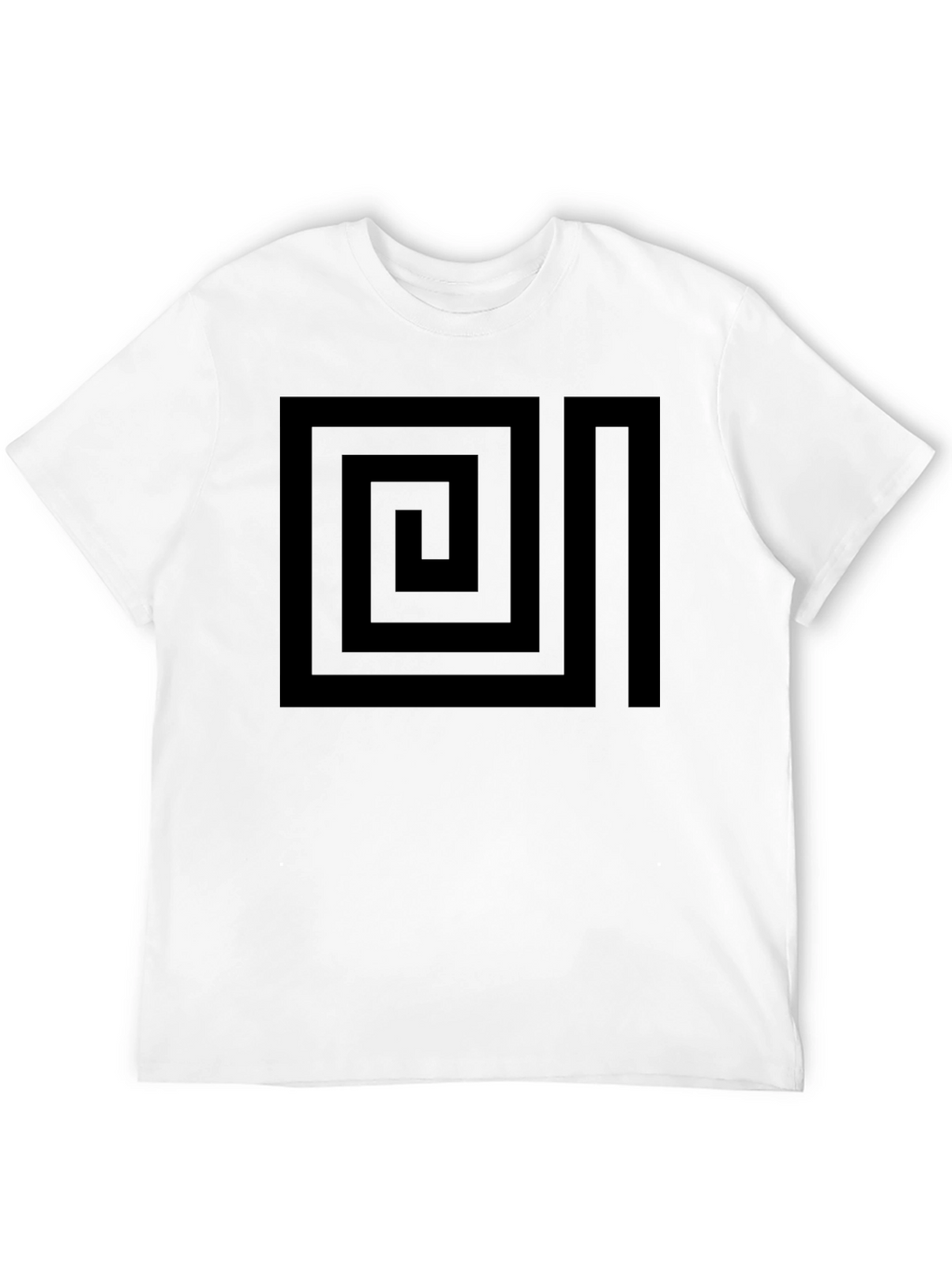 Geometric Maze Design Black T-Shirt