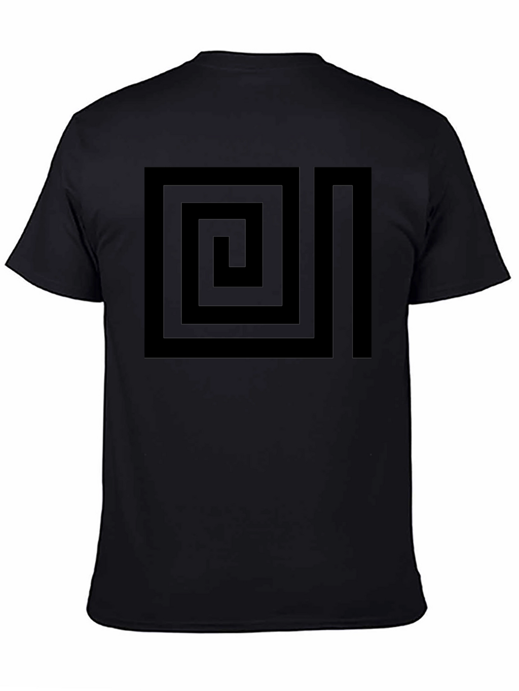 Geometric Maze Design Black T-Shirt