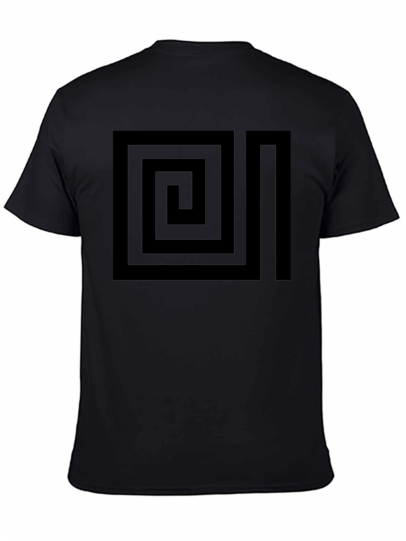 Geometric Maze Design Black T-Shirt