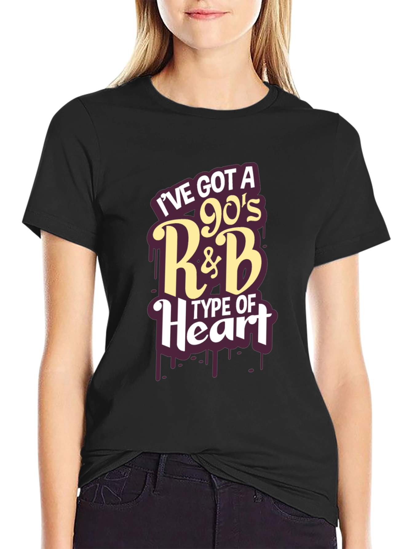 Ive Got A 90s R&B Type Of Heart Black T-Shirt