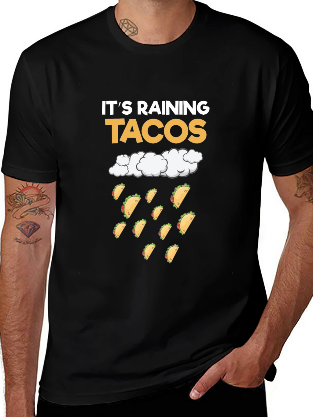 Its Raining Tacos Black T-Shirt