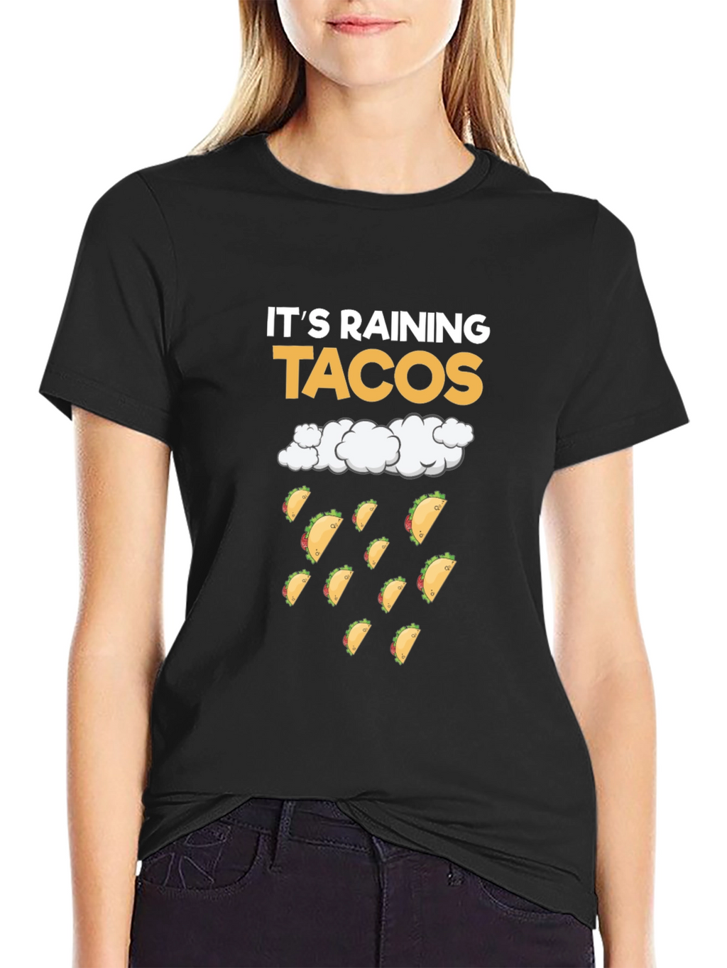 Its Raining Tacos Black T-Shirt