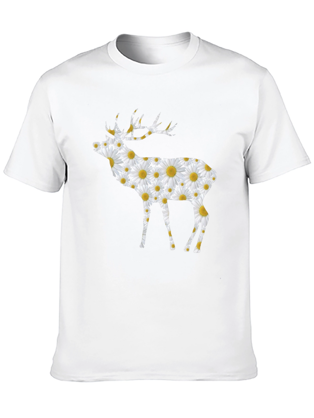 Floral Deer Print Black T-Shirt