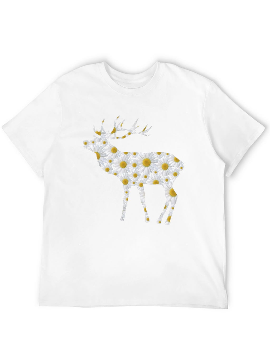 Floral Deer Print Black T-Shirt